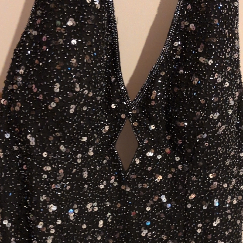 Scala Black Sequin Halter Gown - image 3